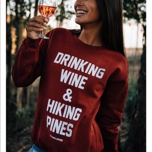 Wondery Crewneck (drinking wine & hiking pines)